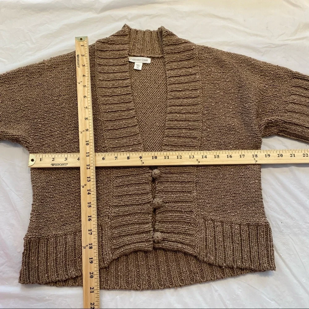 NWOT Coldwater Creek sweater shrug tobacco color with golden flecks SZ M 10-12. - Picture 2 of 12